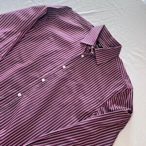 Hugo Boss Slim Fit Dress Shirt Men’s 15.5 32/33 Purple Pink Striped 100% Cotton